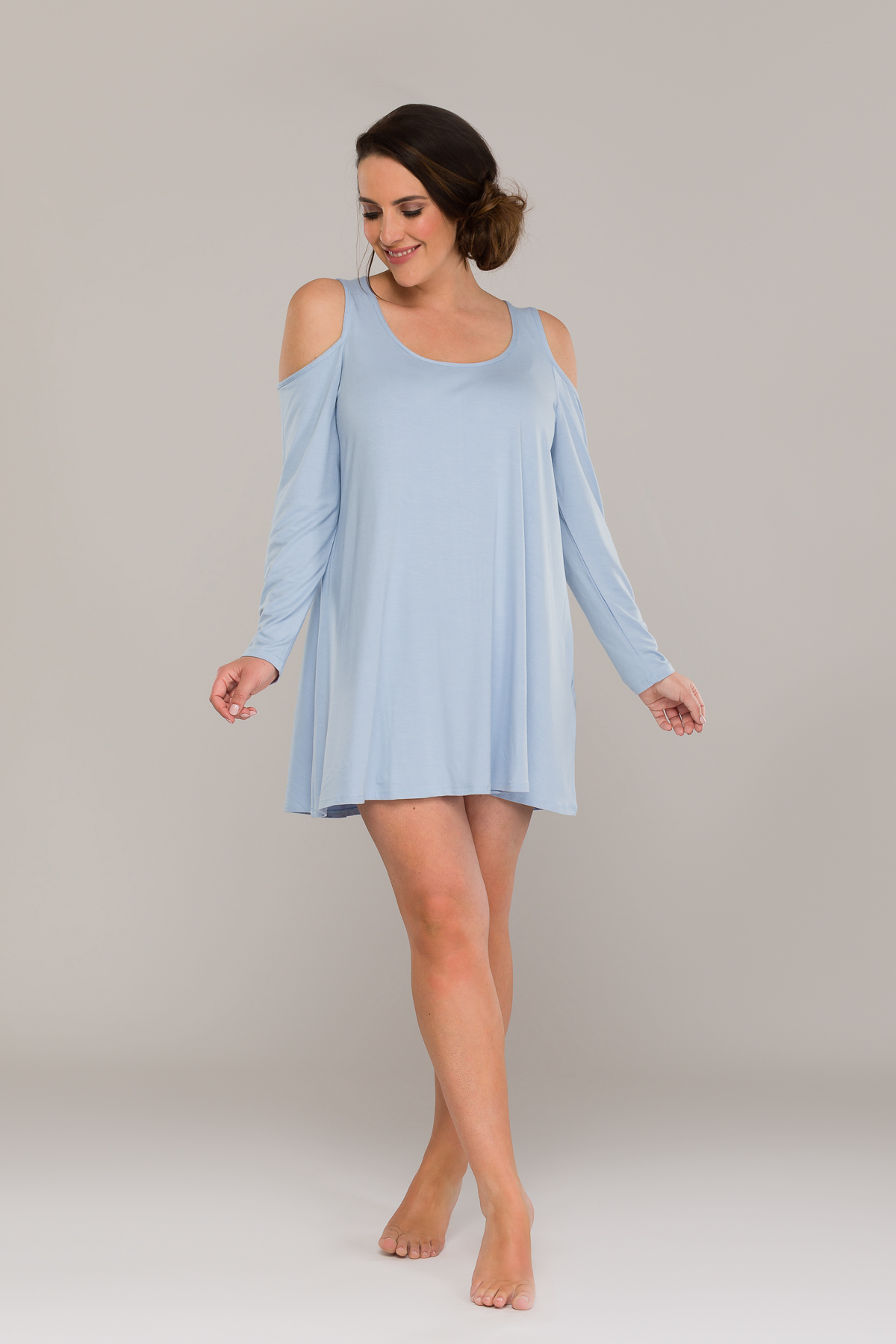 AURORA COLD SHOULDER DRESS LIGHT BLUE